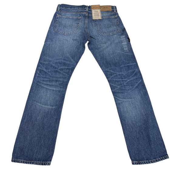 Polo Ralph Lauren Varick Slim Straight Blue Jean Men's Patched, Size 30 x 30 NWT - Picture 2 of 12